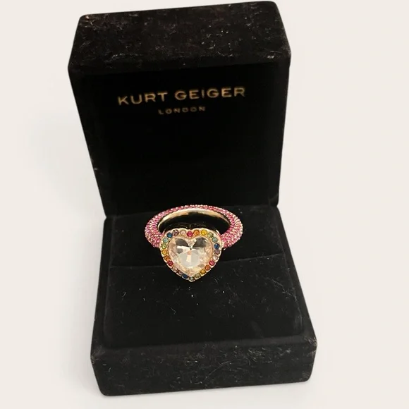 Kurt Geiger London Pink Heart Crystal Halo Ring -Sz. 7 - Excellent Condition - Picture 4 of 10